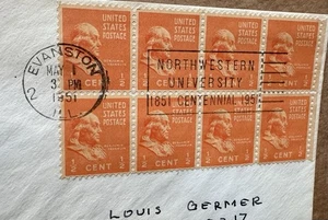 US University thematic Cover(50) +1951 Northwestern U +Centennial CXL +Prexy X8 - Picture 1 of 3