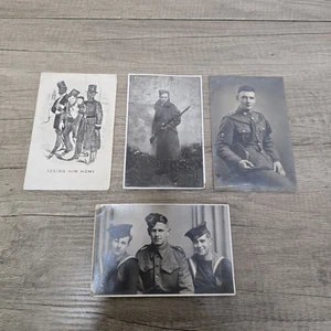 Joblot Of 4 Postcards Including Military - Vintage - Picture 1 of 6