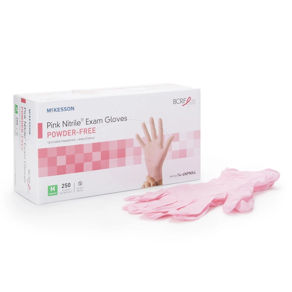 McKesson 14-6NPNK4 Nitrile Exam Glove - Pink - Medium -2500 pieces