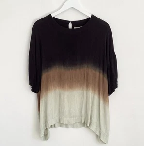 Masai blouse L dip dye top crinkle viscose short sleeve - Picture 1 of 15