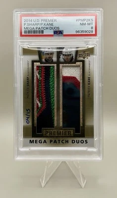 2014-15 Upper Deck Premier Mega Patch Duos Patrick Kane / Patrick Sharp #/15 SSP - Image 1 of 2