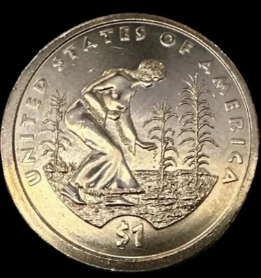 2009 S Nativo Americano Sacagawea Dólar-Cultivos de plantación estado como nuevo con DD-Die Foto 1 de 4