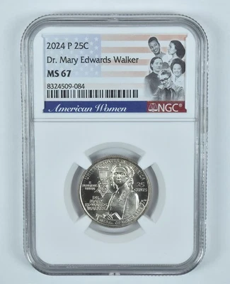 2024-P Washington Quarter Dr. Mary Edwards Walker MS67 NGC American Women *8427 - Image 1 of 4