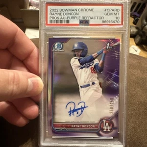 2022 Bowman Chrome 1st Bowman Rayne Doncon PURPLE REFRACTOR Auto /250 Dodgers - Picture 1 of 4