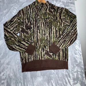 Suéter De Colección Marca Rattlers Árbol Real Para Hombres L Camuflaje Tejido Botón Pullover EE. UU. - Imagen 1 de 7