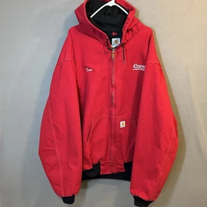 Carhartt J131-RED Meshlined Jacket Adult 4XL Tall Hooded Embroidery Active - Picture 1 of 13