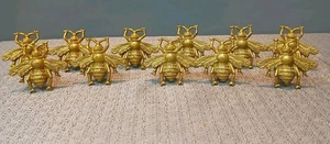 12 Antique Metal Drawer Pulls Handles Gold Bee Vintage Style Cabinets Knobs Pull - Picture 1 of 2
