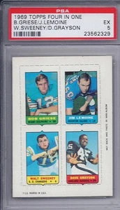 1969 Topps Football Four In One Griese/Lemoine/Grayson/Sweeney EX PSA 5 - Picture 1 of 1