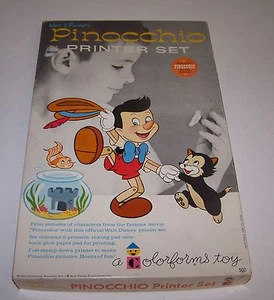 Disney Pinocchio Printer Set Colorforms Play Set Unused 1962 Dry Ink - Picture 1 of 6
