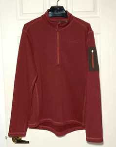Eddie Bauer Pullover Fleece Sweater Knit Men's XL 1/4 Zip Pocket Rust - Picture 1 of 14