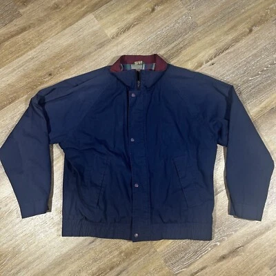 复古 Field Stream 夹克男式 L 蓝色拉链口袋户外衬里轻便 — 第 1/4 张图片