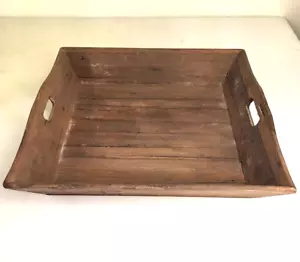 Reclaimed Wood Serving Tray with Handles Rustic Farmhouse 21" X 20.5" X 4" - Picture 1 of 10