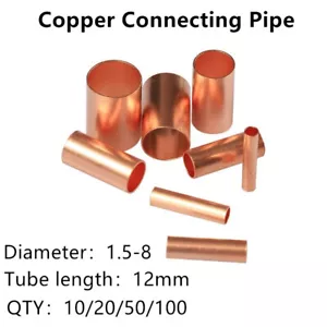 Copper Tube Butt Splice Wiring Joint Connecting Pipe Copper Tube Crimp Terminal - Picture 1 of 12