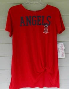 NWT Los Angeles Angels Women's Size M Baseball Red T-Shirt Front Twist - Picture 1 of 9