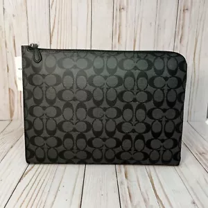 COACH Portfolio In Signature Canvas Black C3144 - NEW WITH COSMETIC DEFECT - Picture 1 of 11