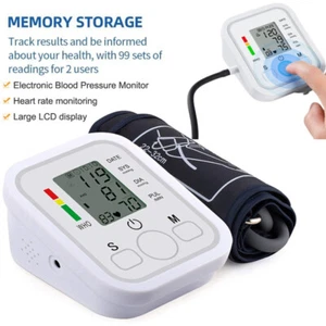 DIGITAL UPPER ARM BLOOD PRESSURE MONITOR PORTABLE AUTOMATIC HEART RATE METER UK - Picture 1 of 12