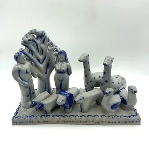 Eldreth Pottery Adam & Eve Garden Of Eden Animals Sheep Lion Giraffe Snake Rare - Picture 1 of 17