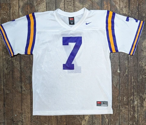 Nike LSU Tigers White Football Jersey #7 Size Large Cover