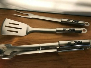 NEW OPEN BOX THREE-PIECE STAINLESS STEEL GRILLING UTENSILS WITH HORSE LOGO - Picture 1 of 3
