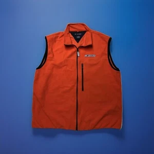 Vintage Tommy Hilfiger Athletics Orange Fleece Full Zip Vest Jacket Men Size XL - Picture 1 of 7
