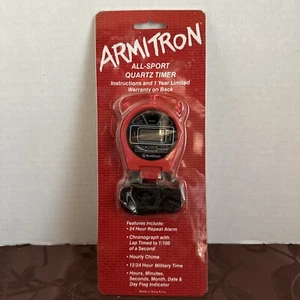 Armitron Portable Red All Sport Quartz Timer Clock Alarm & Detach Nylon Strap - Picture 1 of 2