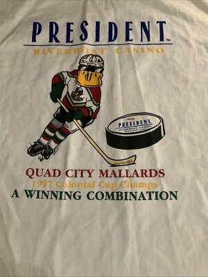 NUEVA RARA 1997 Quad City Mallards Copa Colonial Campeones de Hockey Camiseta #1000 Foto 1 de 4