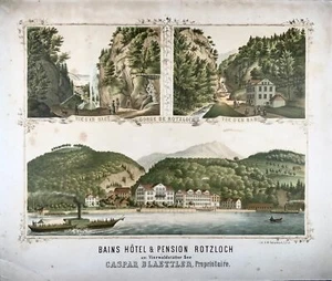 1860 C.Suisse Voyage Affiche 55x62 CM Rotzloch Stanstadt - Picture 1 of 8