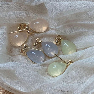 925 Sterling Silver Crystal Clear Drop Gold Stud Earrings Womens Girls Gifts - Picture 1 of 8
