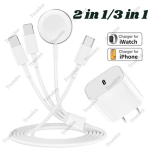 For iPhone Apple Watch 9 8 7 6 5 USB Type-C Magnetic Charger Cable Adapter Brick - Picture 1 of 16