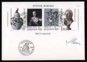 Sweden 1979 Scott 1298 a-d Swedish Rococo fine art FDC s/s signed Cz. Slania - Picture 1 of 1