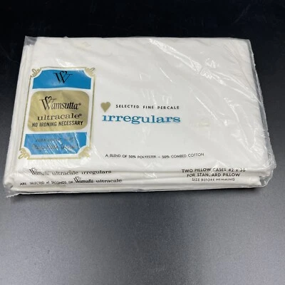 Par de fundas de almohada estándar Wamsutta BLANCAS mezcla de algodón irregulares vintage nuevas de colección Foto 1 de 4