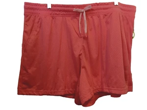 ATHLETIC WORKS MOISTURE WICKING LT RED MESH SHORTS Elastic Waist Pockets Sz 2XL - Picture 1 of 7
