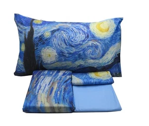 N5490 Completo lenzuola-copriletto 2 piazze "LA NOTTE STELLATA-Van Gogh" Inhom - Foto 1 di 7