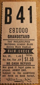 Philadelphia Phillies, Connie Mack Stadium Baseball Game Ticket Stub ca. 1967 - Bild 1 von 2