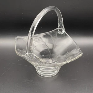 Vintage Clear Glass Basket w Handle Crystal Regency Style Decorative Candy Dish - Picture 1 of 7