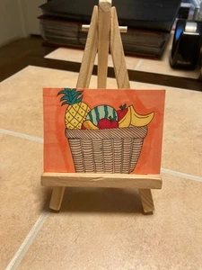 ACEO Pintura Original 2.5 x 3.5 Mini Tarjeta de Arte Cesta de Frutas Tropicales - Imagen 1 de 1