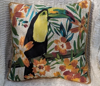 Allen + Roth Tropical Toucan  Throw Pillow with  Jute Trim - Image 1 of 4
