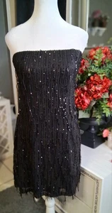 Wild Fable Strapless Black Sequins Mini Dress A-Line Large - Picture 1 of 8