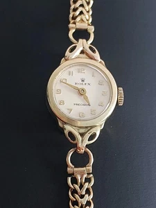 9ct gold Rolex Precision ladies watch with 9ct gold bracelet - Picture 1 of 10