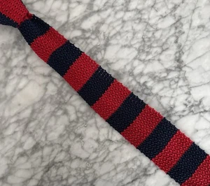 NWOT Polo Ralph Lauren Silk Knit Tie Blue Red Repp Stripe Handmade In Italy - Picture 1 of 2