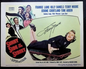 Tarjeta de lobby original 1951 autografiada por Terry Moore de Sunny Side of the Street - Imagen 1 de 2