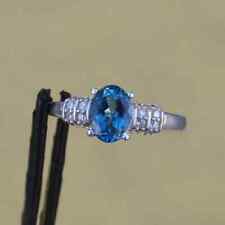 Ring Topaz London Blue Silver Sterling Natural Gemstone 925 Handmade Jewelry