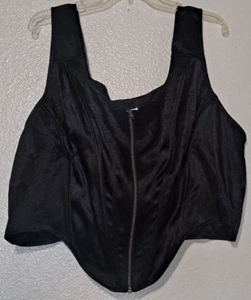 FUTURE COLLECTIVE Black Satin Zip-Front Corset Camisole Top Size 20W/22W NWT - Picture 1 of 8