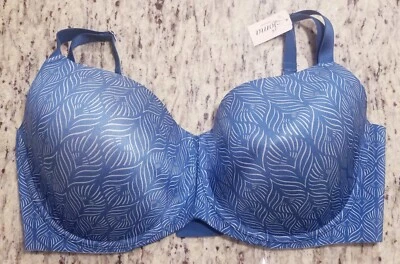 Sujetador SOMA espalda desaparecida 44G estampado de plumas verde azulado balconet ligeramente acolchado con aros Foto 1 de 4