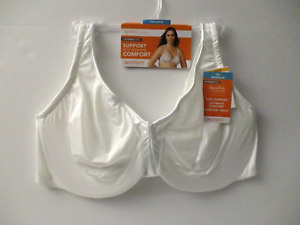 Warners bra signature support satin underwire size 44 DD style 35002A white NEW