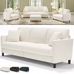 Sofa 2/3 Sitzer Werkzeugfreier Aufbau Couch Teddy Fleece Loungesofa Ganzholz NEU - Bild 1 von 101