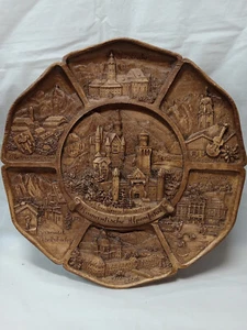 Piatto da collezione Plate Schloss Neushwanstein Romantische Alpenfahrt German 9" vintage - Foto 1 di 5