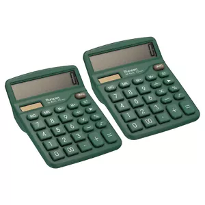 Desk Calculator, 2pcs 12 Digits Electronic Calculator Solar Battery, Green - Picture 1 of 6