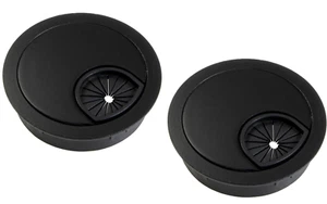 2x Kabeldurchlass Metall Kabeldurchführung STYLE rund schwarz Kabeldose Set Büro - Bild 1 von 10