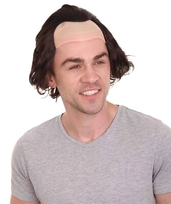 Peruca coringa masculina cabeça meia careca | Perucas marrom escuro HM-1166 - Imagem 1 de 4